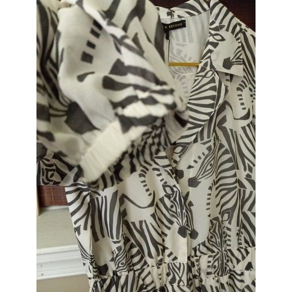 America And Beyond Womens Semi Sheer Grey/white Zebra Print Jumpsuit Small - Picture 6 of 16